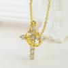 Rotatable Hollow Love Cross Diamond Pendant Necklace