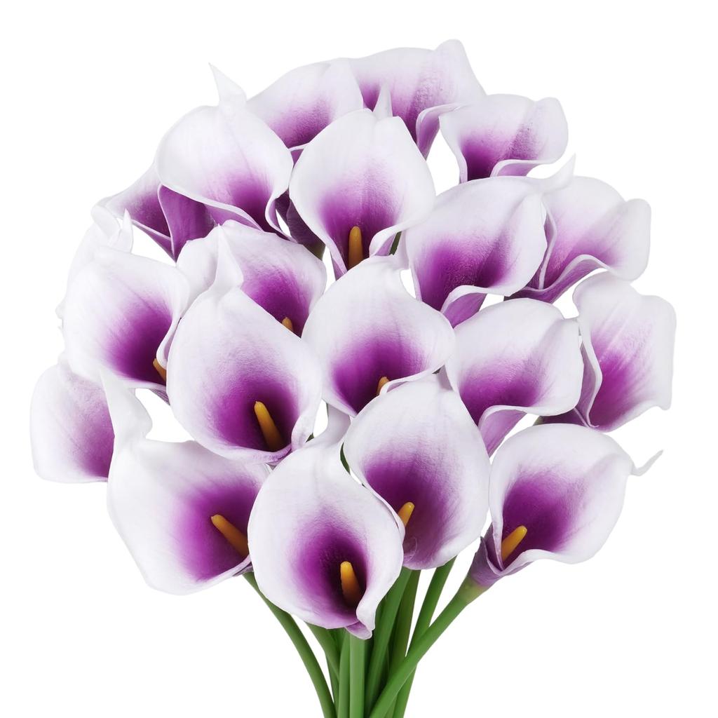 5PCS Artificial Calla Lily Flowers Faux PU Fake Flowers for Weddings Photography Props DIY Bridal Bouquets Home Room Party Decor