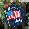 2D Flat 1pc, 8x8 In, Happy Fourth of July Round Aluminum Metal Sign, Fireworks & Stars Design, Inspired Wall Art for Living Room, Bedroom, Porch