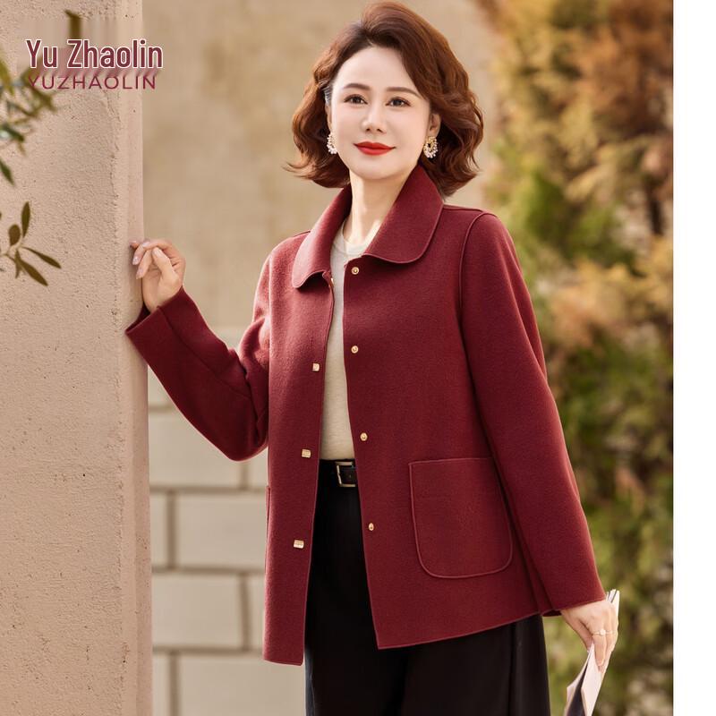 YUZHAOLIN Women s Elegant Lapel Wool-Blend Spring Jacket 3XL