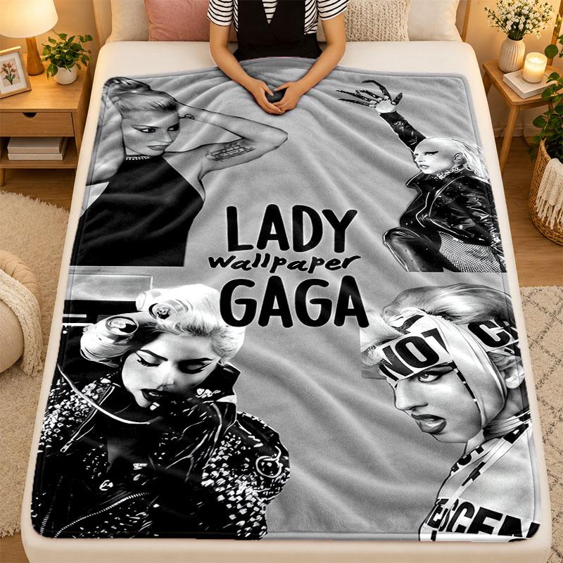 Flannel BlanketLady Gaga Warm Soft Throw Blanket for Indoor Sofa Bed Living Room Use
