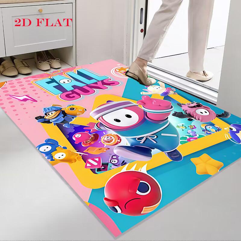 Fall Guys Teppich für Wohnzimmer Schlafzimmer Zuhause Sofadekoration, Rutschfeste Bodenmatte für Kinder