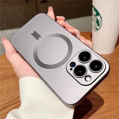 Luxury For Magsafe Wireless Charging Case For iPhone 15 11 13 12 14 Pro Max Plus Magnetic Phone Cases Lens Protector Matte Cover