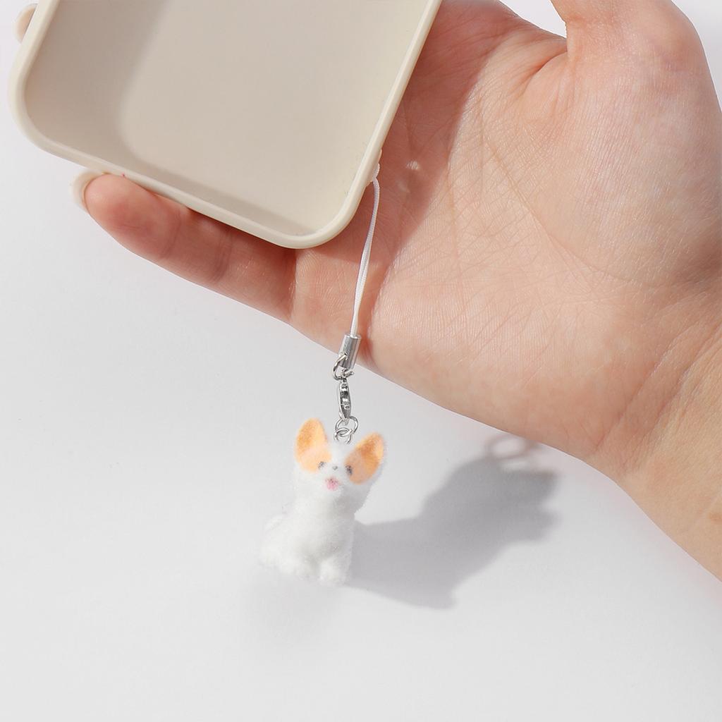 Uroczy Wisiorek Pluszowy Flokowany Zawieszka do Telefonu Flokowany Szczeniak Niedźwiadek Zawieszka do Telefonu Komórkowego Miękka Dekoracja Wisząca do Telefonu do Codziennego Użytku