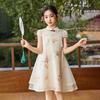 ASK JUNIOR Girls' Chinese Style Embroidered Mesh Princess Dress