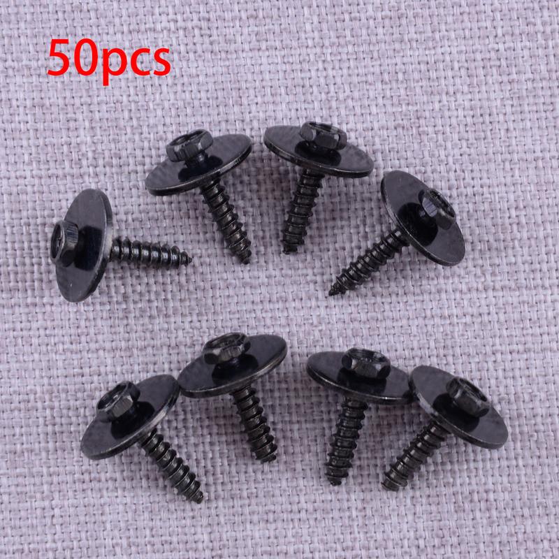 50pcs/Set 7mm Black Auto Hex Auto Body Fender Bumper Screws Retainers Clips for Universal Cars