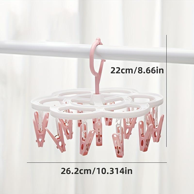 360° Rotating Socks Drying Rack With 16 Clips Plastic Laundry Hanger Multi-Directional Space-Saving Laundry Organization Drying Rack for Socks