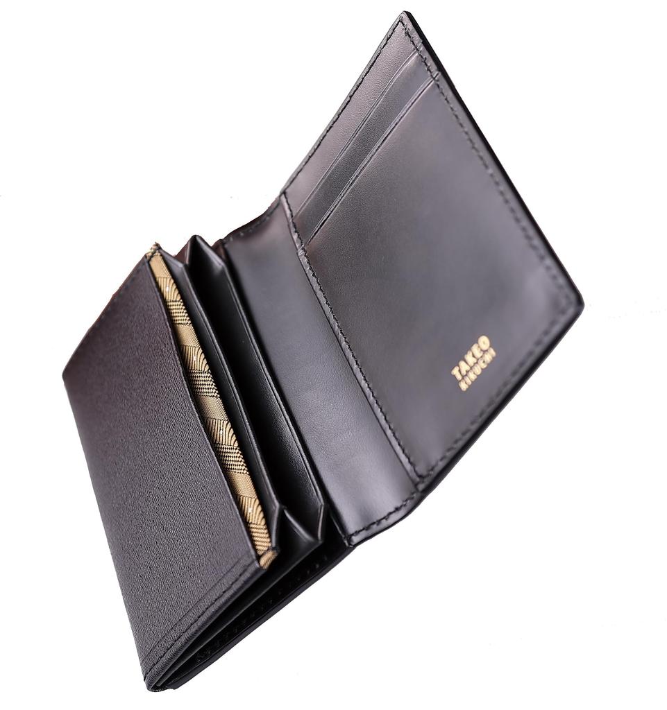 Business Card Holder Genuine Leather 728612 Max Fukin Machi Card Case Card Holder Card Storage Cowhide Italian Leather Black X Gold [Takeo Kikuchi]