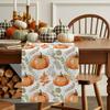 Autumn Orange Pumpkins Leaves Linen Table Runner Party Decor Fall Harvest Kitchen Dining Table Runners Thanksgiving Decoration