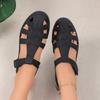 Roman sandals women's summer new soft-soled woven one-word buckle retro bag head women's sandals