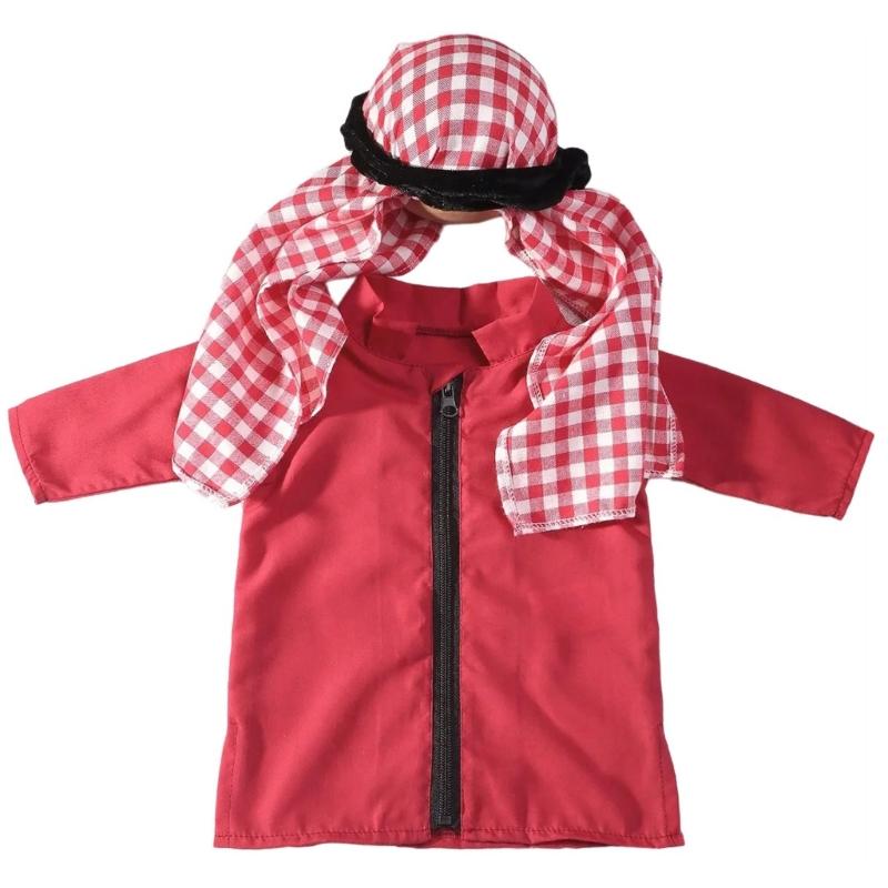 

Baby Photoshoots Costume Set Soft & Comfortable Long Gown Smooth Closure and Checkered Turban for Newborns L