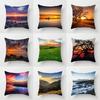 Beach Scenery Pattern Decorative Pillow Cover Car Sofa Square Cushion Pillow Cover