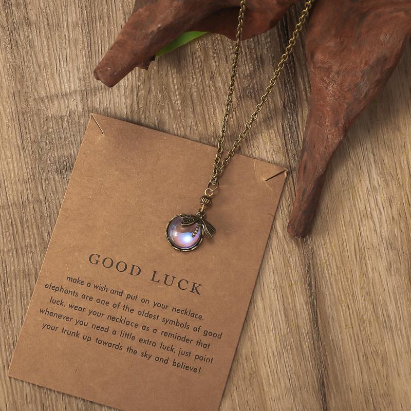 1Pcs Carving Blue Stone Accessories Vintage Bronze Color Dragonfly Women Necklaces And Pendants