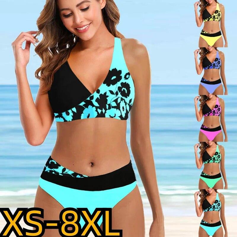 

Жен. Купальник Пляжная одежда Купальник с цветочным принтом Бикини с принтом Дамы Из двух частей Синий Зеленый Розовый XS