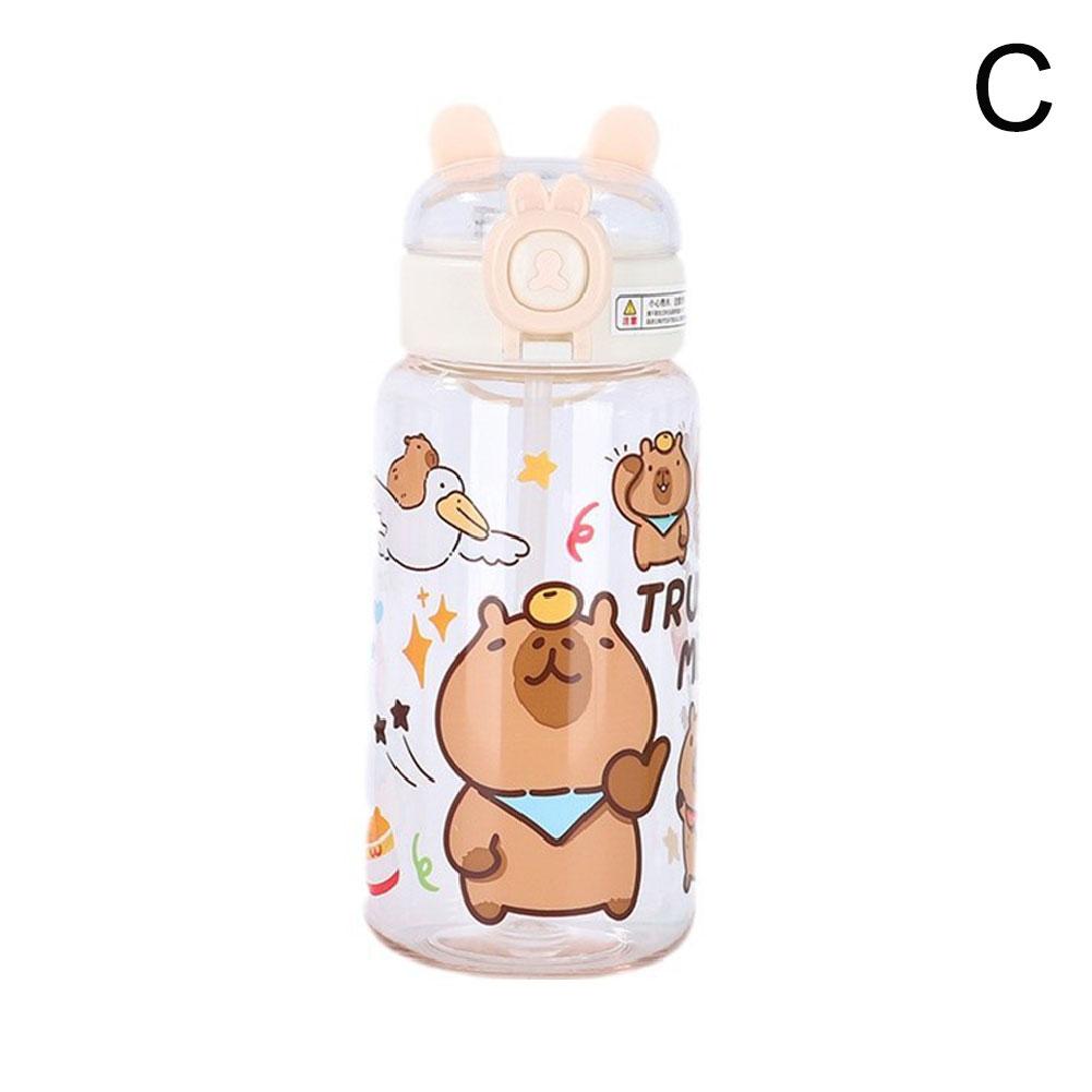 500ML Kapibala Cup Clear Portable Flip-top Water Bottle Leak Cute Plastic Proof Outdoor For Kid X8G9