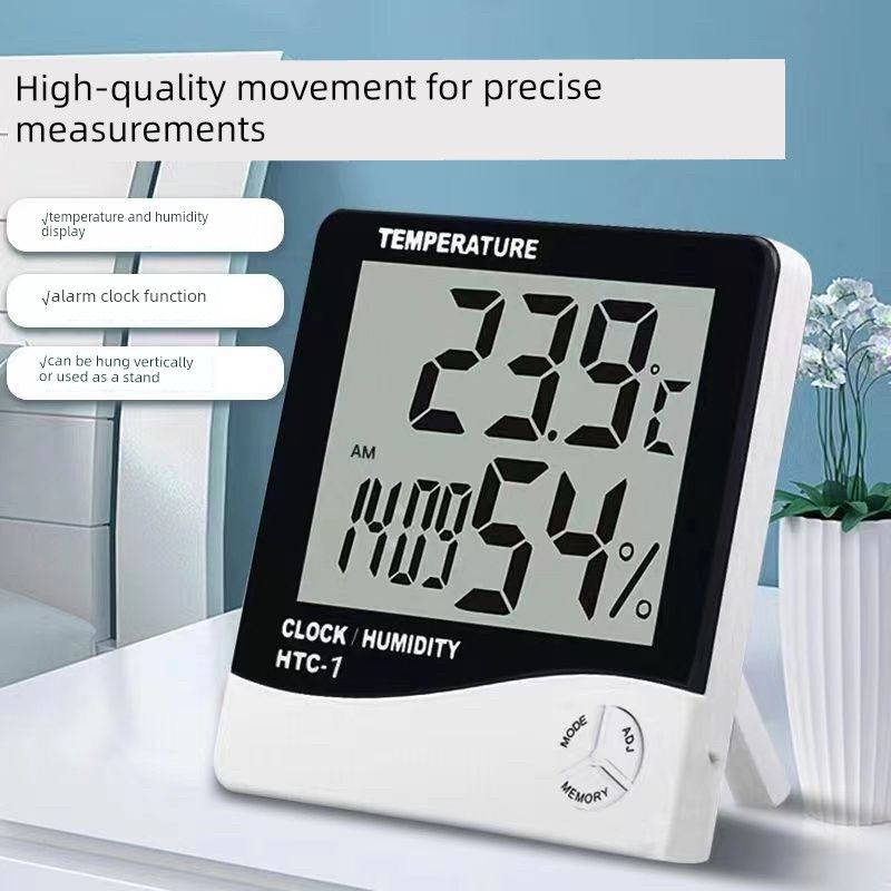 Electronic Temperature and Humidity Meter with Large Screen Digital Display Indoor Thermometer Hygrometer with Alarm Clock for Baby and Kidsren's Room