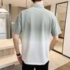 Men's Gradient Color Block Polo Shirt, Casual Short Sleeve Contrast Collar Top for Summer
