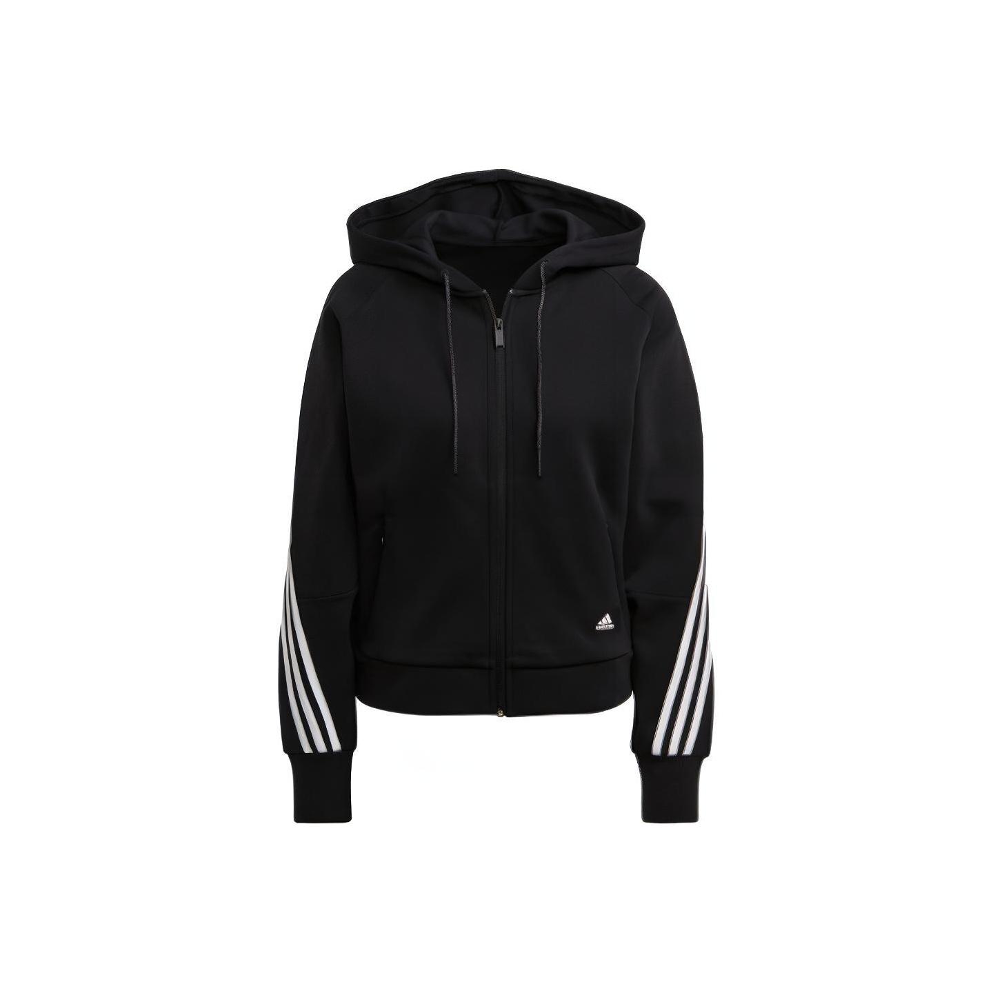 Adidas W Fi 3S Fz Hd Повседневная спортивная толстовка с капюшоном Женская куртка черная GL0339 XS