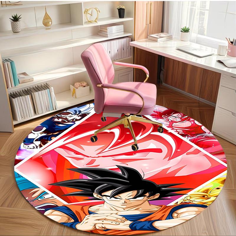 DRAGON BALL Print Round Rug, Washable Floor Carpet, For Entryway Dorm Laundry Room Office Study, Home Decor Birthday Christmas Gift