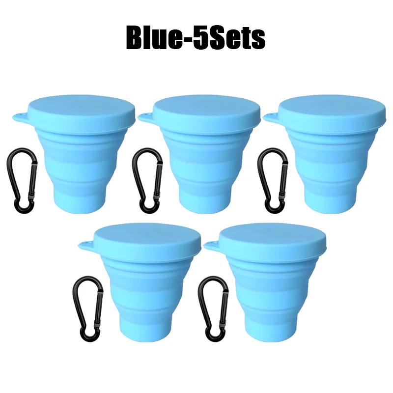 180 ml Klappbecher, Mini-Einziehbecher, Silikon, tragbare Teetasse, Outdoor-Reise-Kaffee-Teleskop-Trinkbecher mit Deckel