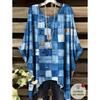 T-Shirts Women Fashion Fake Denim Print Elegant Splicing Graphic O-Neck Medium Stretch Four Seasons Short Sleeve Woman Clothes