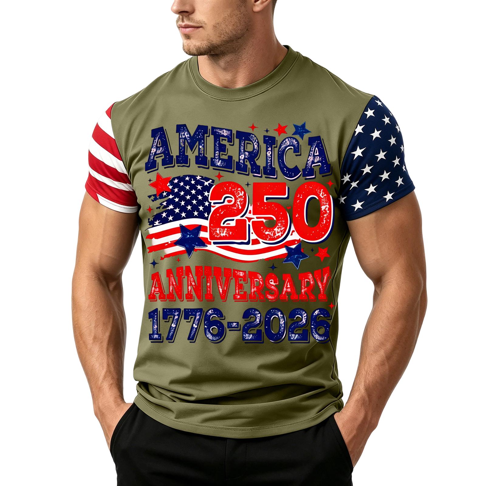 

Men s Independence Day Flag Print Short Sleeve T-Shirt, Loose Casual Daily Summer Tops XXXXL