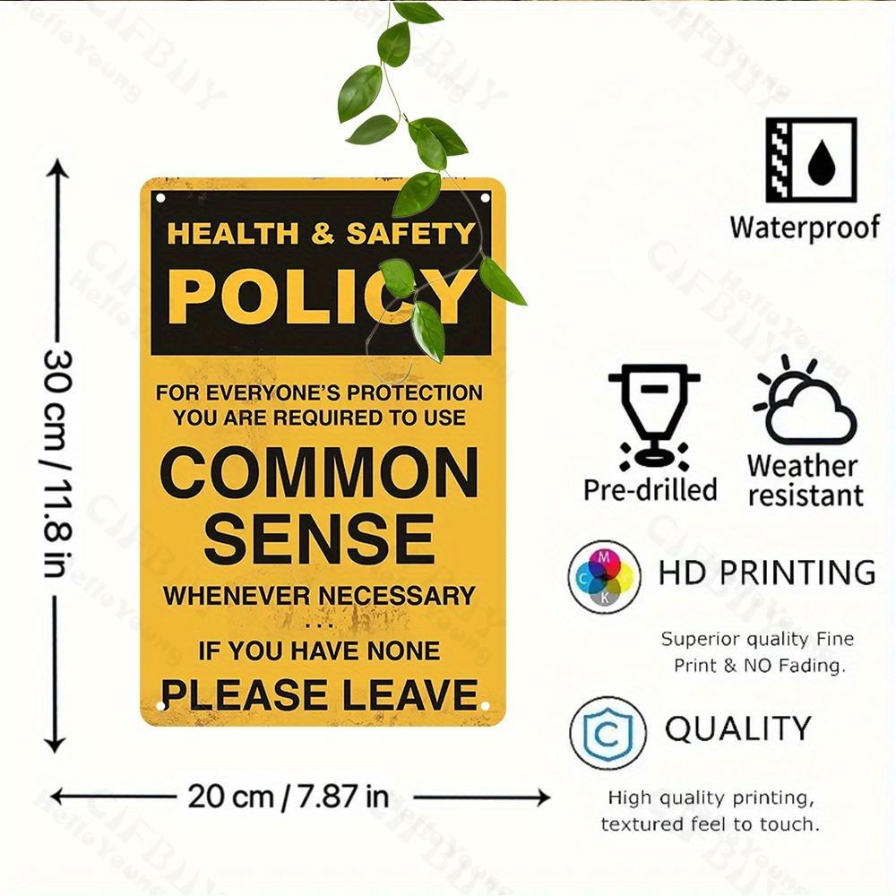 

Vintage Iron Health Safety Policy Common Sense Notice Wall Mount Metal Sign for Bar Garden Cafe Restaurant Garage Patio Decor 20x30cm белый