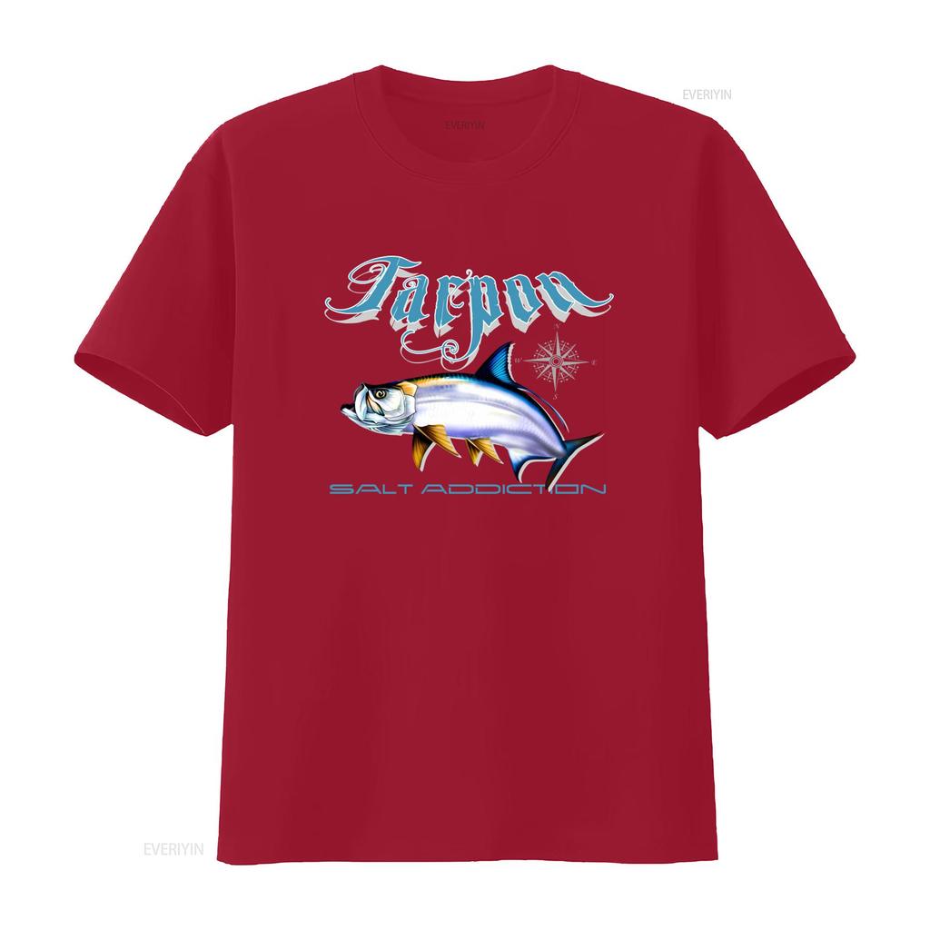 Salt Addiction Tarpon Fishing T Shirt Flats Design with Life Rod Reel Lure Baits vintage Washed Stylish Stretched graphic Soft