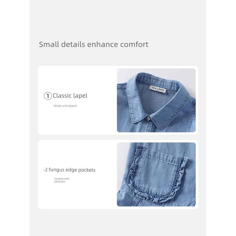 David Bella Girls' Denim Skirt Kidsren's Dress 2026 Summer New Style Big Kidsren's Pure Cotton Skirt Female Princess Skirt