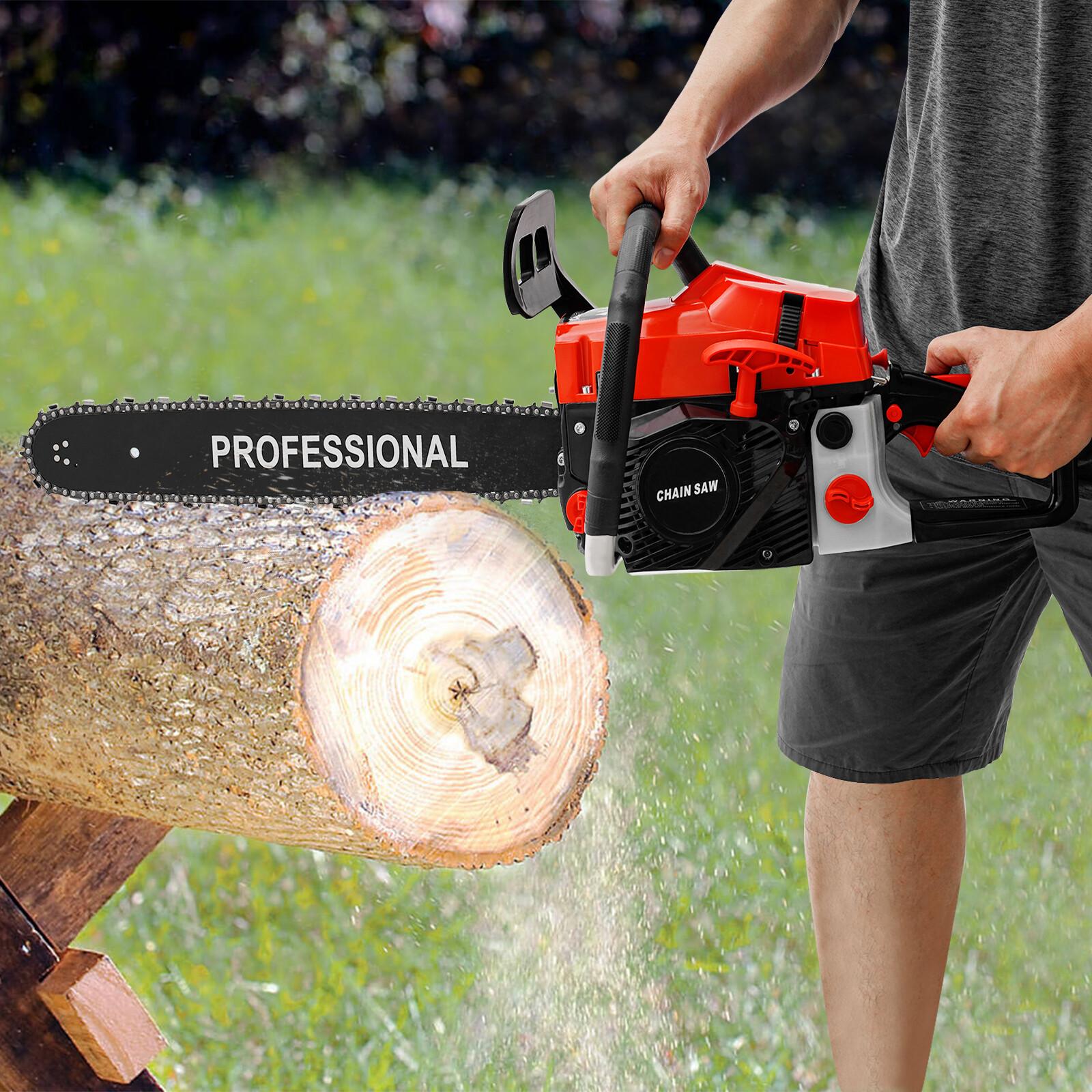 

8cc 2 Stroke Gas Chainsaw 20 Inch Cutting Bar 10500 RPM Includes Tool Bag Gloves for Tree Felling Pruning and Yard Work United States