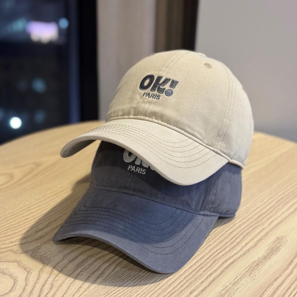 Korean-style versatile all-season soft-top baseball cap for women with large heads and round faces, new letter-embroidered baseball cap for men