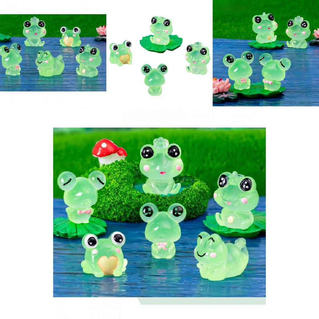 Adorable Glowing Frog Figurines For Car And Desk Resin Craft Decor Accessories