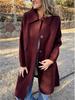 Turndown Collar Trench Women Coat Windbreaker Fitted Clothes Femme Loose Cloak Woolen Single-breasted Coat Outwear