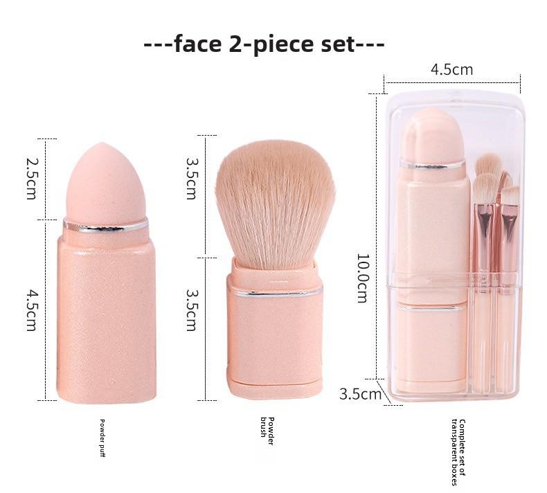 Přenosná sada zatahovacích štětců na make-up: Štětce na oční stíny, korektor a tvářenku