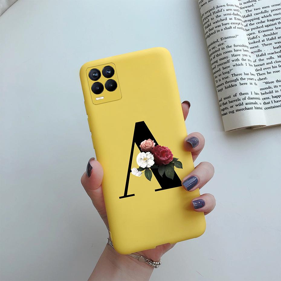 For Realme 8 Pro Case Silicon Soft Letter Monogram Flowers Phone back cover For Oppo Realme8 4G RMX3085 Realme 8 Pro Bumper Case