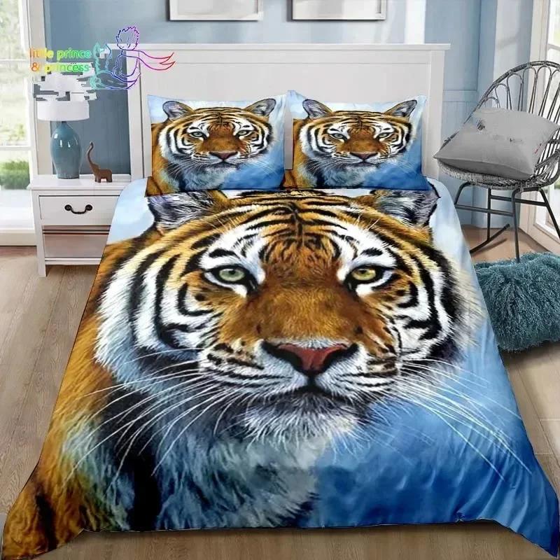 Retro Forest Tiger Bedding Set Single Twin Full Queen King Size Bed Set Adult Kid Bedroom 3D Print Animal Bedding Gift