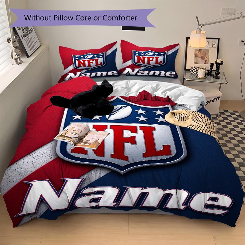 Personalized Nfl Team Soft Bedding 3 Piece Set HD Print Duvet Cover Pillowcases for Teens Adult Bedroom Decoration Christmas Gift C10397