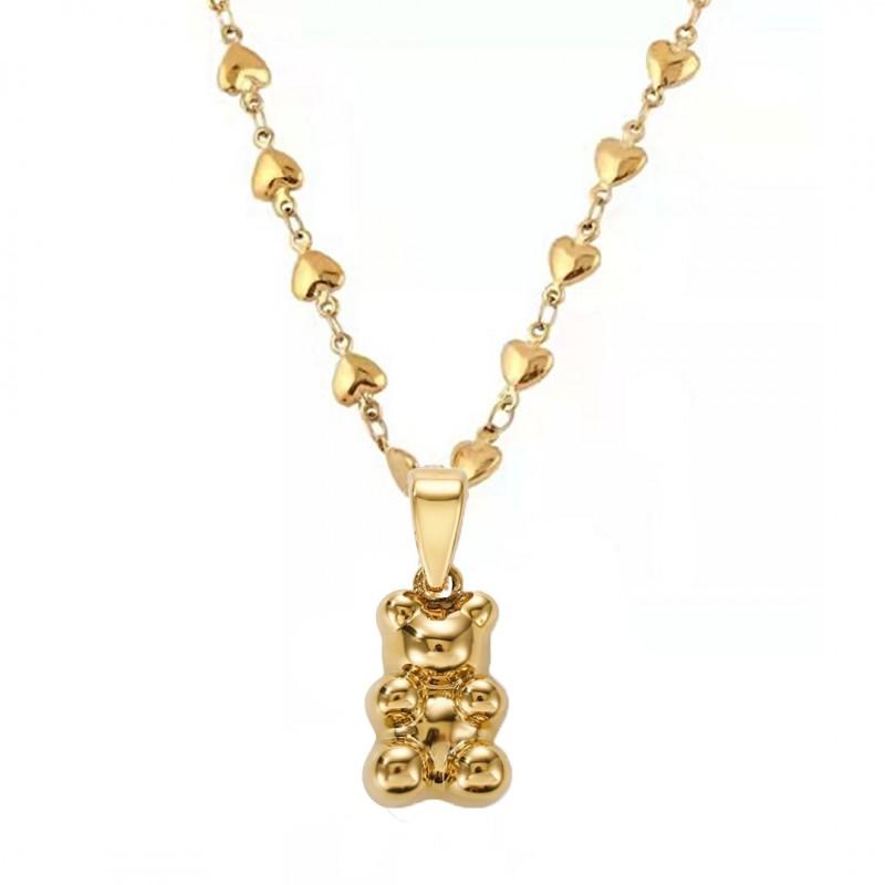 Collana Orsetto Acciaio Inossidabile Placcato Oro 14K Gioielli da Donna