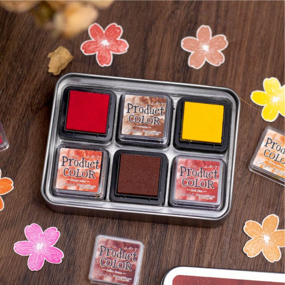 6pcs/set Flowing Color Series Ink Pad Handmade Stamp Pads  for Planner Stamps Scrapbook