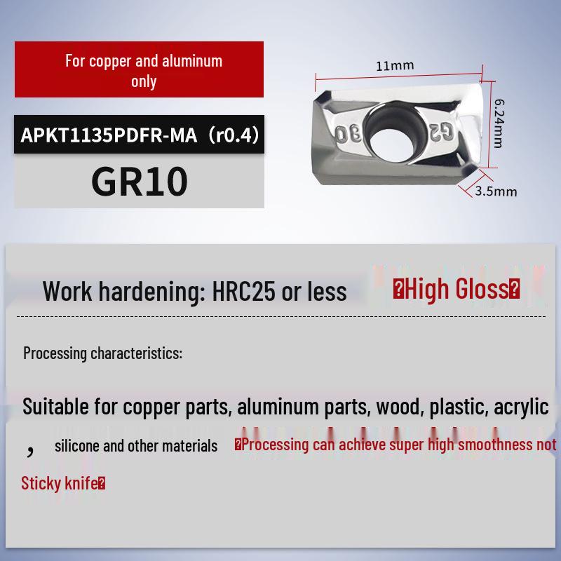 APMT1604PDER R0.8 Cermet CNC Milling Cutter Blade 1135 Machining Center Tool Head