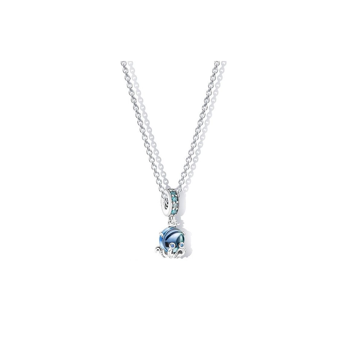 Pandora Ocean Blue Necklace Set Women necklaces B801945 Box,60,Silver