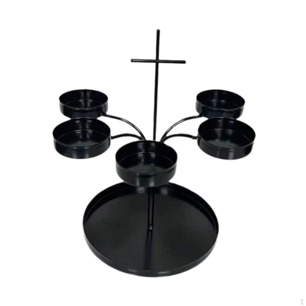 Iron Candle Holder Candlestick Ornament Pillar Candelabra Stand for Desktop Living
