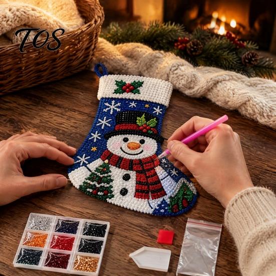 Parent Child Crafting Kits DIY Rhinestone Painting Christmas Stocking Kit, 6 Festive Patterns Crafts with Resin Handmade Gifts for Friends Drills And
