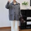Autumn and winter new medium and long lapel loose twist knitted cardigan lazy wind sweater jacket women