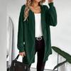 Women’s Casual Long Sleeve Ribbed Knit Zip Up Hooded Cardigan Jacket Lightweight Open Front Outerwear Sweater Coat