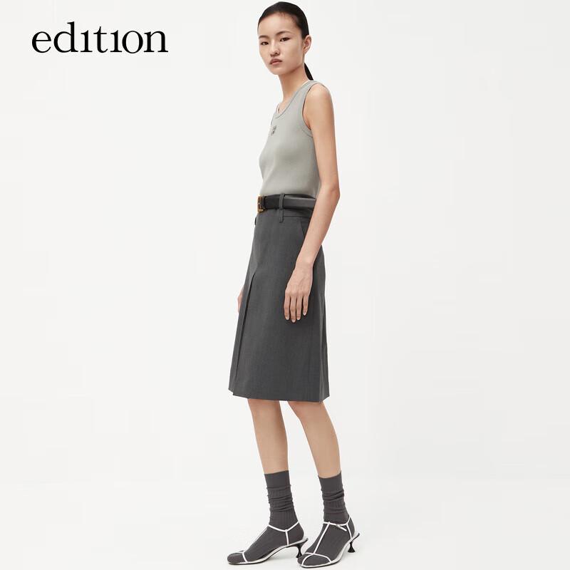 Женская плиссированная юбка-миди А-силуэта из смесовой шерсти S