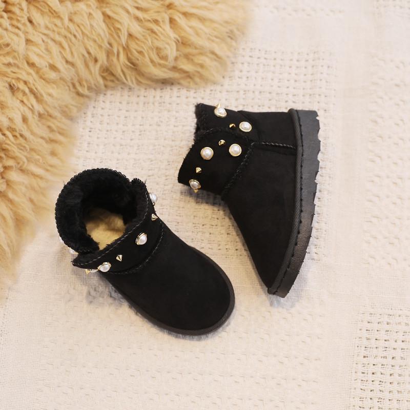 Children's snow boots boys boots winter new velvet cotton boots baby warm girls shoes