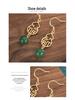 Creative National Tide Style Fu Lu Gold-Plated Stud Earrings with Chalcedony Jasper Gourd for Women