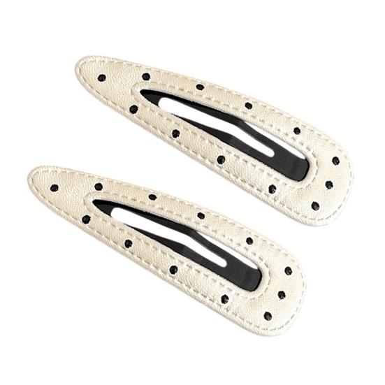 2Pcs Girl Hairpins Dot Print Star Cloud Shape Imitation Leather Hair Clips Non-Slip Stable BB Clips Hair Accessories H