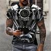 Men's Machine Motorcycle T Shirt Short Sleeve T Shirt 3D Print Round Neck Shirt Sports Fashion Designer Outdoor Vacation Street Black Red Blue